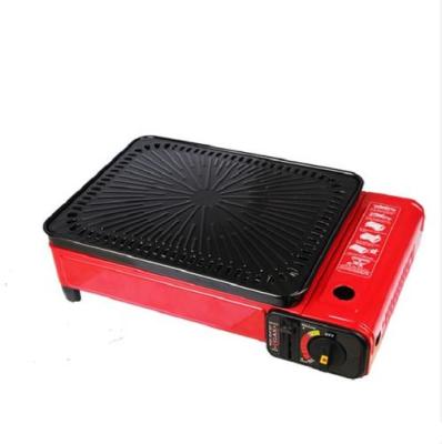 China Portable single burner butane gas stove with BBQ grill increasing cookware 42.5*26.5*11.2cm for sale