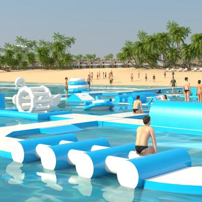 China Lake 50m x 56m Ocean Style Water Park Inflatable Water Sport Platform Floating Amusement Park for sale