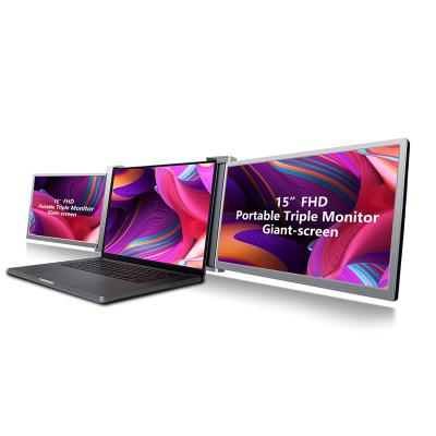 China High Quality HDR USB C Triple Screen Portable 15 Inch Triple Laptop Monitor for Windows and MacOS for sale