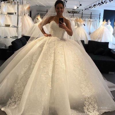 China New YJ2048W 2023 Wedding Dress Temperament Sweetheart Beaded Elegant Tulle Lace Anti-Static Off Shoulder Bridal Princess Prom Dress for sale