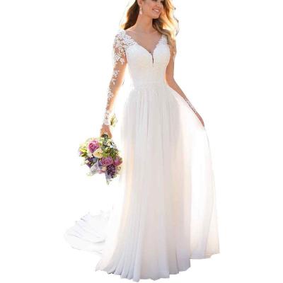 China 2023 New YJ2033W 2023 New Anti-Static Trailing Dress Deep V-Neck Dress White Backless Sexy Wedding Dress for sale