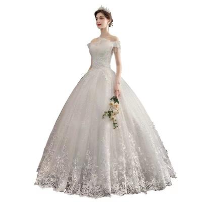 China YJ1003W 2023 Anti-Static New Popular Cheap Wedding Dress With Lace for sale