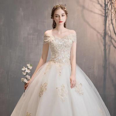 China YJ1001W 2023 Anti-Static New Popular Cheap Wedding Dress With Lace for sale