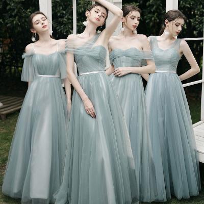 China AH4005B anti-static 2023 new summer dress banquet mesh One-shoulder dress slim bridesmaid dresses for sale