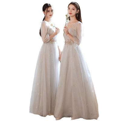 China AH4008B 2023 new spring temperament anti-static long dress fairy sisters bridesmaid wedding dress for sale