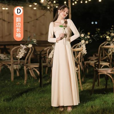 China AH4013B 2023 new anti-static spring satin fairy thin sisters dress elegant girl's bridesmaid dress long sleeve dress girl for sale