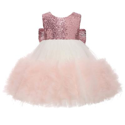 China Sleeveless New Sleeveless Sequin Bowknot Female Birthd Performance Of The Wedding Dress AH7002 2023 European And American Children for sale