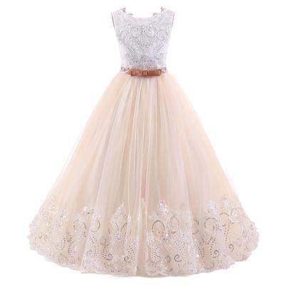 China AH7007D Sleeveless Western Children's Wedding Dress Girls Lace up Diamond Flower Children Pengpeng Princess Hot Dress for sale