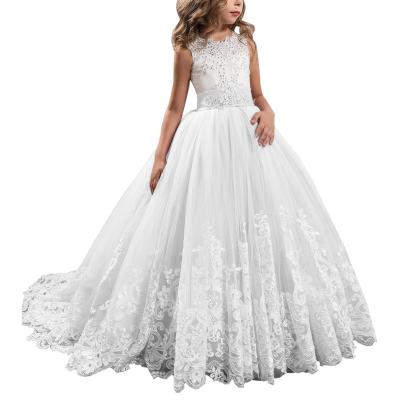 China AH7008D European and American children's new wear children's lace wedding dress sleeveless pocketed skirt for sale