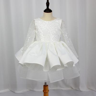 China AH7012D Sleeveless Western Children's Wedding Dress Girls' Long Sleeve Lace Sequins Show Welcoming Birthday Puffy Skirt for sale