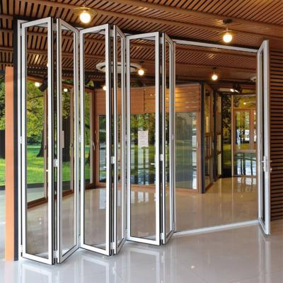 China Folding door waterproof sound insulation aluminum exterior aluminum glass door for slaes for sale