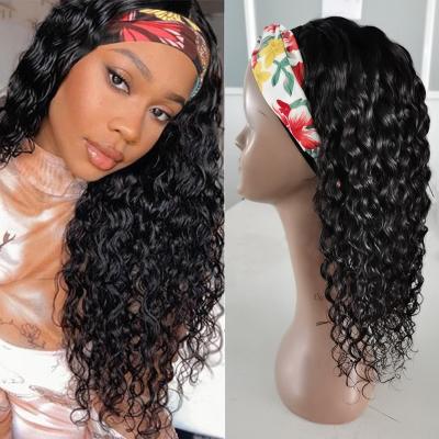 China 150 Density Natural Transparent Brazilian Water Wave Hair Band Wigs For Woman for sale