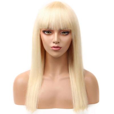 China Long Wave 100% Silky Straight Human Hair 613 Blonde Hair Wig With Bangs for sale