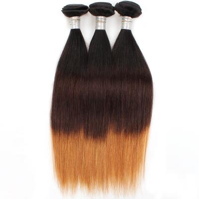 China Natural Hair Extensions T1b/4/27 3 Tone Ombre Color Bundle Weft Curly Ombre Hair Extension Hair Extensions for sale