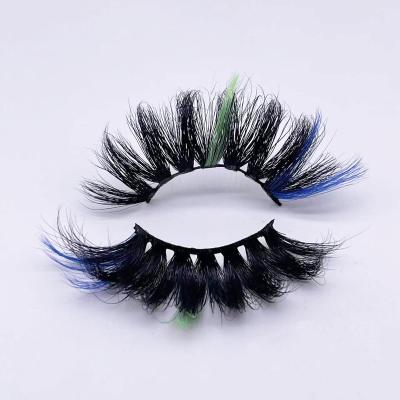 China Soft/curly/comfortable/convenient/easy to wear 100% real 3d mink eyelashes wholesale hand made private label 25mm 3d colored mink eyelash for sale