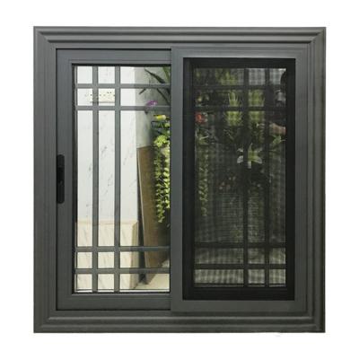 China Modern Design Window Screen Grille Aluminum Folding Glass Sliding Windows With Mosquito Net for sale