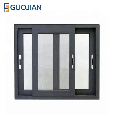 China High Quality Triple Folding Screen Track Sliding Window With Security Mesh For Residential House for sale