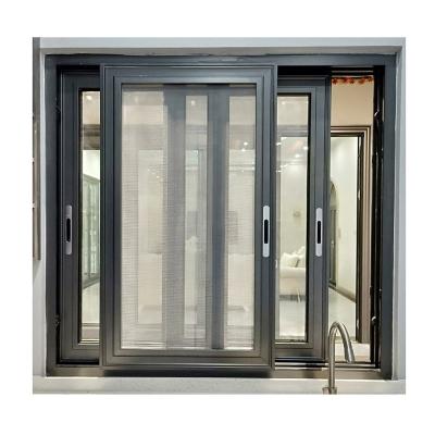 China Sound Soundproof Powder Coated Double Glass Aluminum Sliding Windows for sale