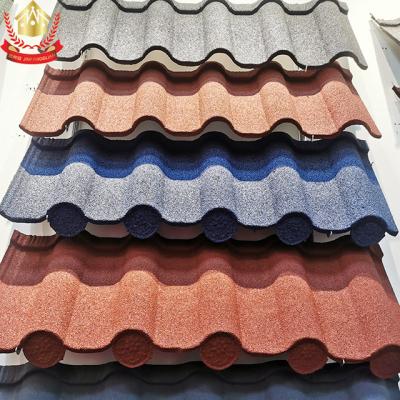 China EUROPEAN Chinese Lightweight Roof Tile 0.4mm Shingle Roof Zinc Steel Galvalume Stone 0.5mm Coated Roofing Tile Metal for sale