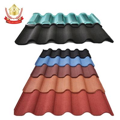 China EUROPEAN stone coated roofing tile metal roof tile 0.4mm 0.35 zinc galvalume steel shingles roof factory price for sale