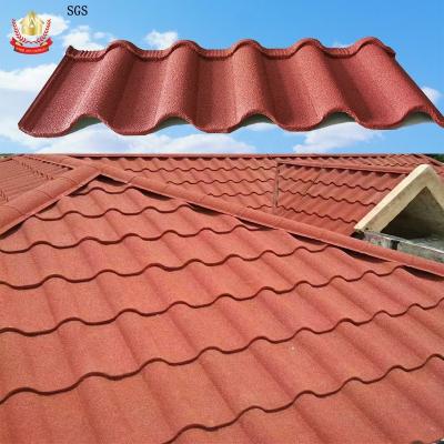 China EUROPEAN Chinese Lightweight Roof Tile 0.4mm Shingle Roof Zinc Steel Galvalume Stone 0.5mm Coated Roofing Tile Metal for sale