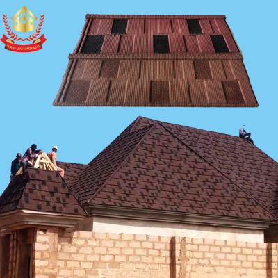 China EUROPEAN Chinese Lightweight Roof Tile 0.4mm Shingle Roof Zinc Steel Galvalume Stone 0.5mm Coated Roofing Tile Metal for sale