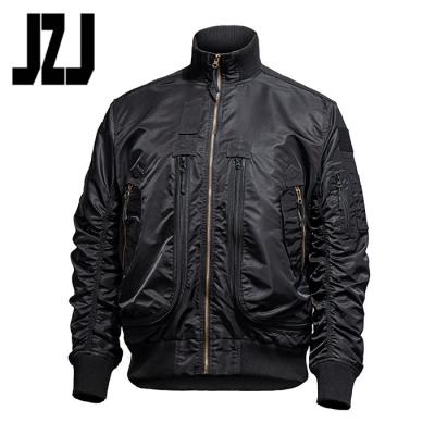 China Latest Design Black Breathable Hot Selling Nylon Bomber Jacket Men for sale