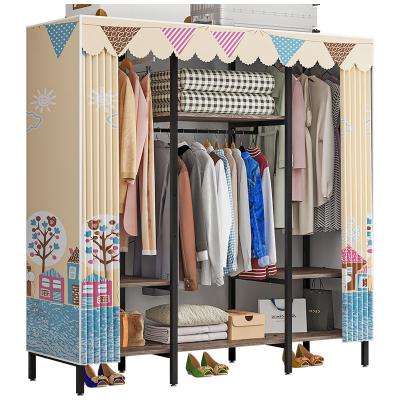 China (Other)Adjustable Factory Price Customized Foldable Bedroom Wardrobe Cloakroom Fabric Sliding Door Combination Wardrobe for sale