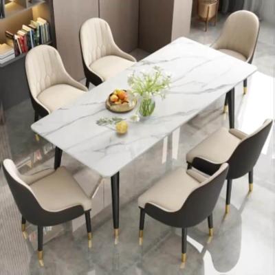 China Factory Adjustable Wholesale Simple Light Rock Dish Dining Table (Others) Household Apartment Light Luxury Dining Table and Chairs for sale