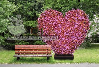 China Fake flower topiary love heart-shape mosaicultrue garden boxwood sculpture for sale