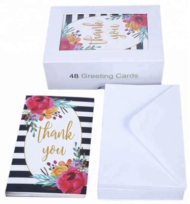 China Amazon Recyclable Hot Sale Thank You Card Box Wedding Floral Thank You Cards With Different Designs for sale