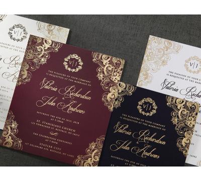 China Modern Europe Black And White Wedding Invitations Royal Luxury Wedding Invitations Purple Wedding Invitations for sale