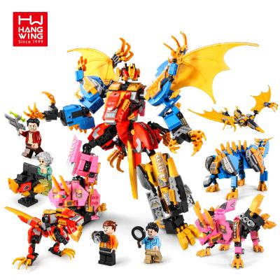 China Building Blocks 4PCS/BOX Eco-friendly Material Dinosaur 4 In 1 Transformation Diy Robot Kids Gift Set Play Toys Dinosaur Dinosaur Toys for sale