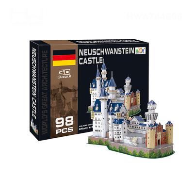 China DIY TOY 3D Paper Puzzle Game Intelligence Puzzle Neuschwanstein Castle 98PCS for sale