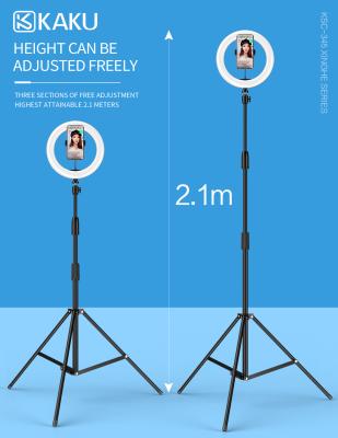 China Kaku 2021 New Video KSC-345 Shooting/Stream Live Selfie/Makeup Led Ring Light with Tripod and 3 Clear Prints KSC-345 for sale