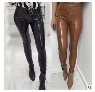 China Dropshipping Solid Color Viable Bright Outdoor Pants For Women Leather Womens Trousers Pants And Trousers for sale