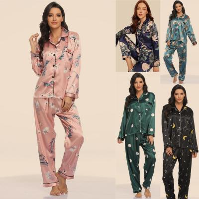 China Dropshipping QUICK DRY Two-Piece Elastic Women Sleepwear Pajama Sleepwear Ladies Satin Home Suit for sale