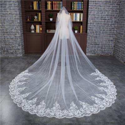 China Dropshipping Lace Edge Wiping 3 Meters Wedding Veil Pure White Veil Wedding Wedding Veil for sale