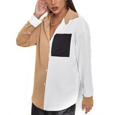 China Women's Anti-pilling Wear Autumn New Fashion Stitching Long Sleeves Ladies Blouse Women's Blouses and Shirts for sale