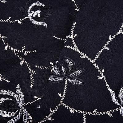 China Handfeeling Soft Breathable Polyester Flower Embroidery Breathable Hot Selling Canvas Fabric For Women Dress for sale