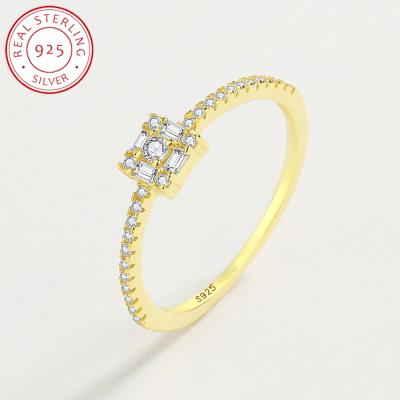 China NEW CLASSICS 925 Sterling Silver Elegant Luxurious Gold Rings Small Sparkle Zircon Wedding Engagement Jewelry For Women for sale