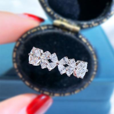 China Vintage Jewelry KYRA01566 Platinum Sparkle Zircon Jewelry Elegant Geometric Row Diamond Ring For Women for sale