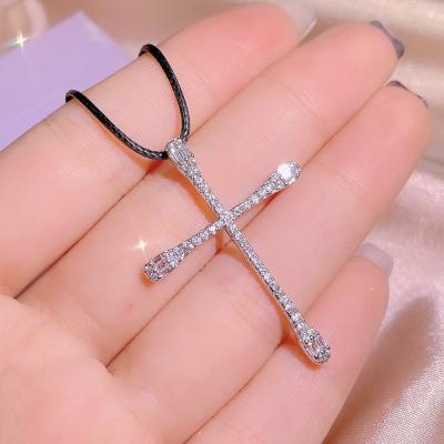 China Trendy hot elegant sparkle zircon shape crucifix fashion jewelry KYNL0517 cross necklace for women for sale