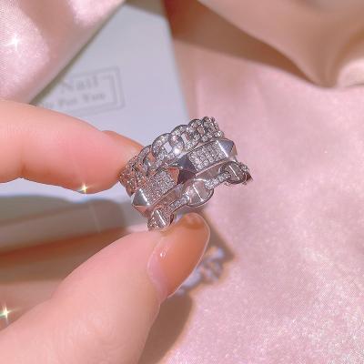 China FASHIONABLE Elegance New Design Jewelry KYRA01447 Creativity Shape Geometric Sparkle Zircon Ring For Women for sale