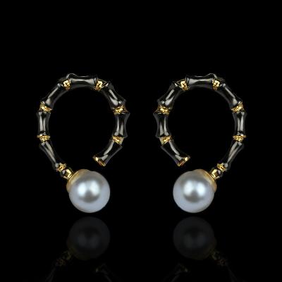 China Fashionable jewelry KYED0712 exquisite natural elegant temperament joint earrings bamboo pearl women's shape for party for sale