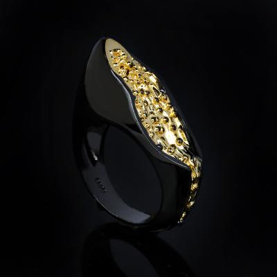 China FASHIONABLE Elegant Jewelry KYRA01403 Black Gun Plated Geometry Shape Ring For Women for sale