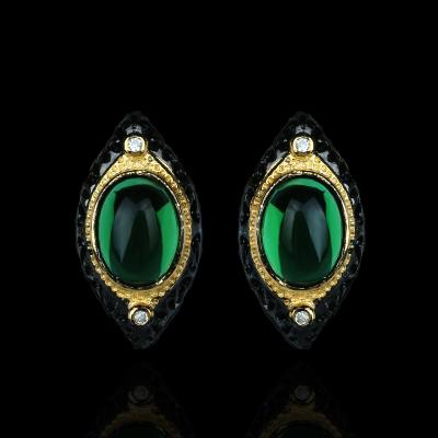 China KYED0645 FASHIONABLE classic women's earrings green transparent stone earrings shape women's party jewelry for sale