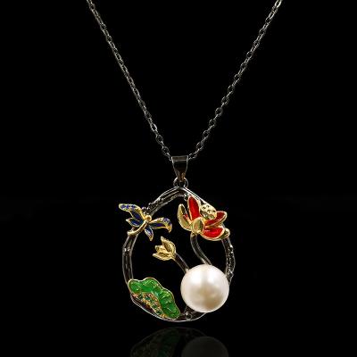 China TRENDY Fashion Jewelry KYNL0236 Antique Gold Plated Freshwater Pearl Necklaces For Women for sale