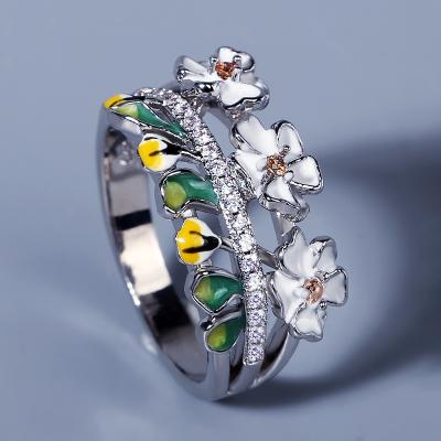 China Manufacturer Direct Selling KYRA01268 TRENDY Flower Shape Platinum Plated Ring For Women for sale