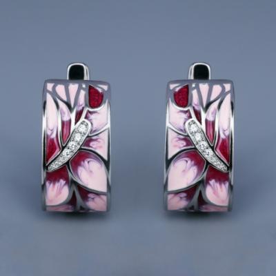 China Fashion Jewelry KYED0762 New Exquisite Rose Flower Shape Handmade Enamel Stick Women's Stud Earrings For Women for sale